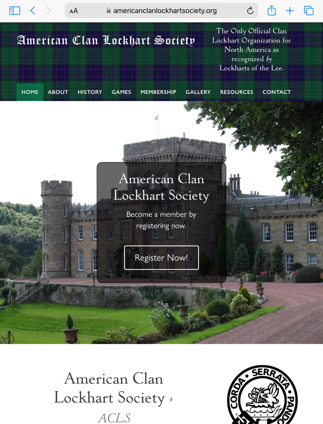 American Clan Lockhart Society Tablet Portrait