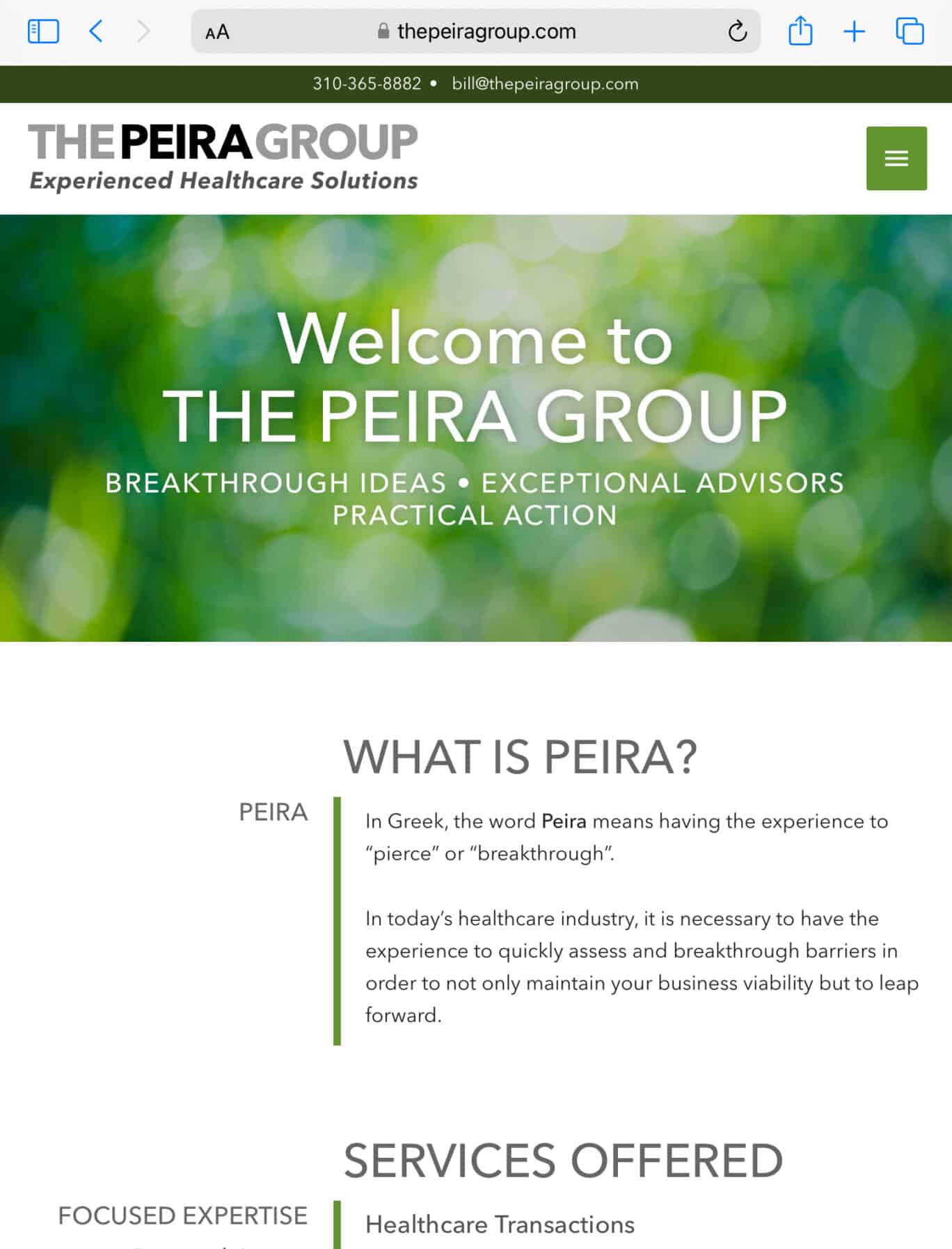 The Peira Group Tablet Portrait